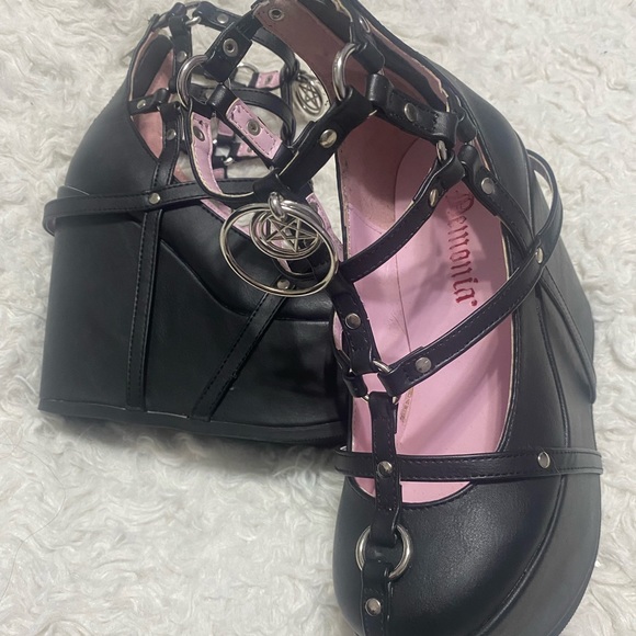 Demonia Shoes - 🕷DEMONIA🕷 | Poison-25-1 Wedges with Pentagram Charm